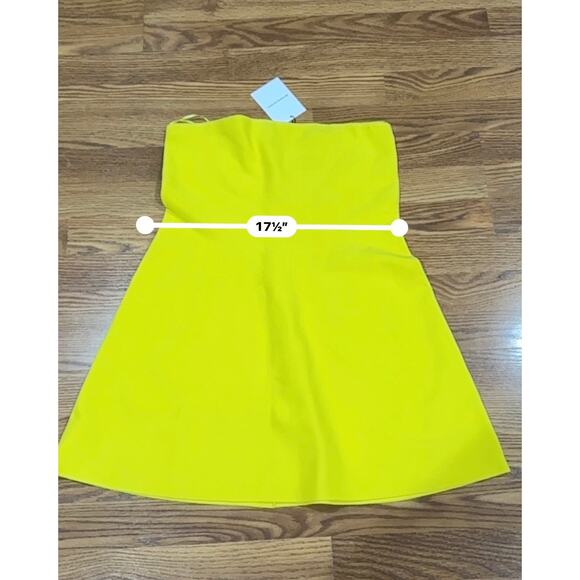 Brandon Maxwell Yellow Strapless Knit SunDress with Bell Mini Skirt sz L - Picture 7 of 12